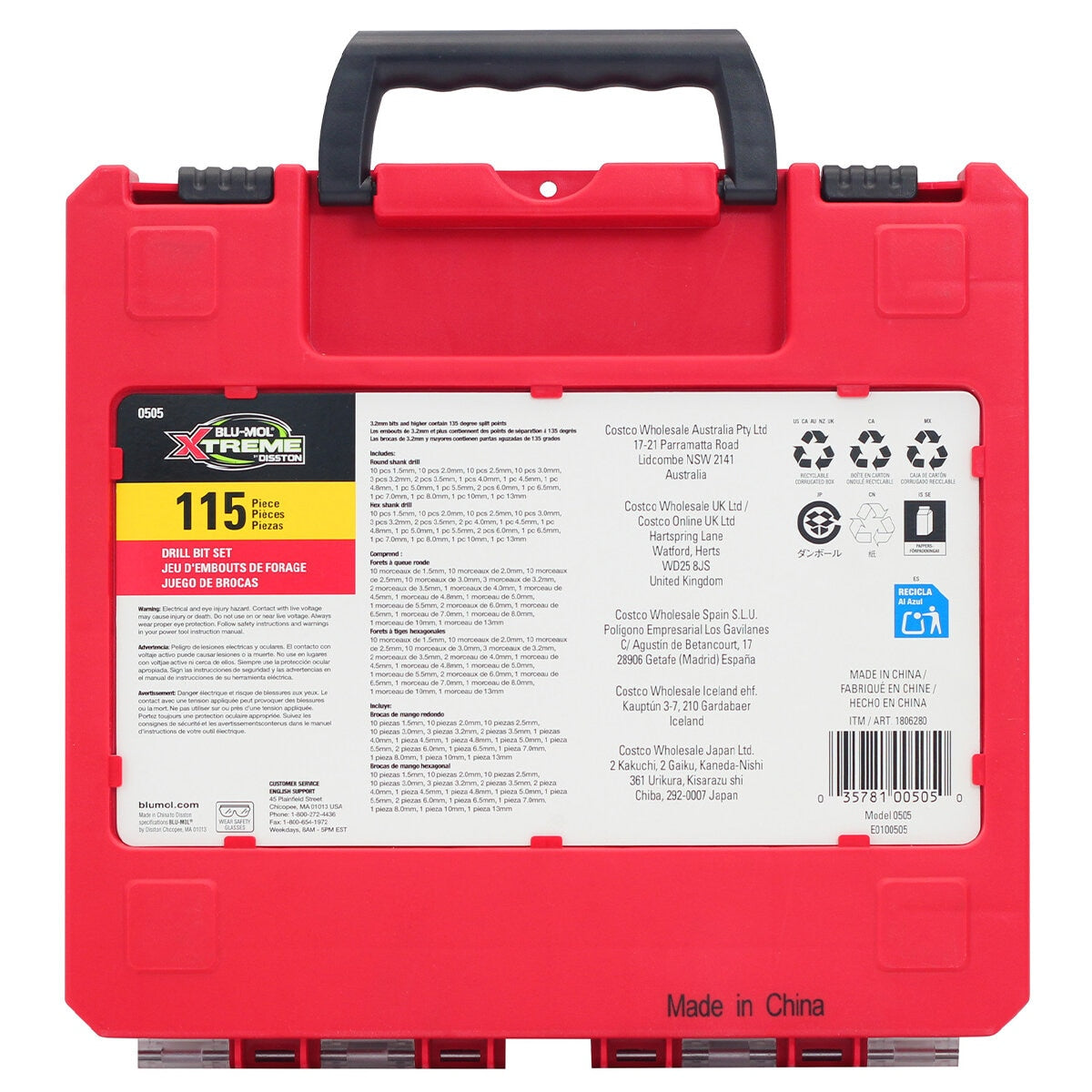 Disston Blu-Mol Xtreme 115 Pieces Drill Bit Set Hex And Round E0100505