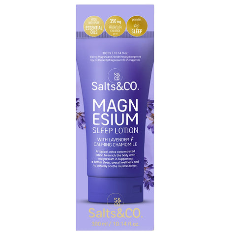 Salts & Co Magnesium Sleep Lotion 300ml - 35% Magnesium, Vegan, 350mg/ml, All Ages - SuperSaverAU - view 1