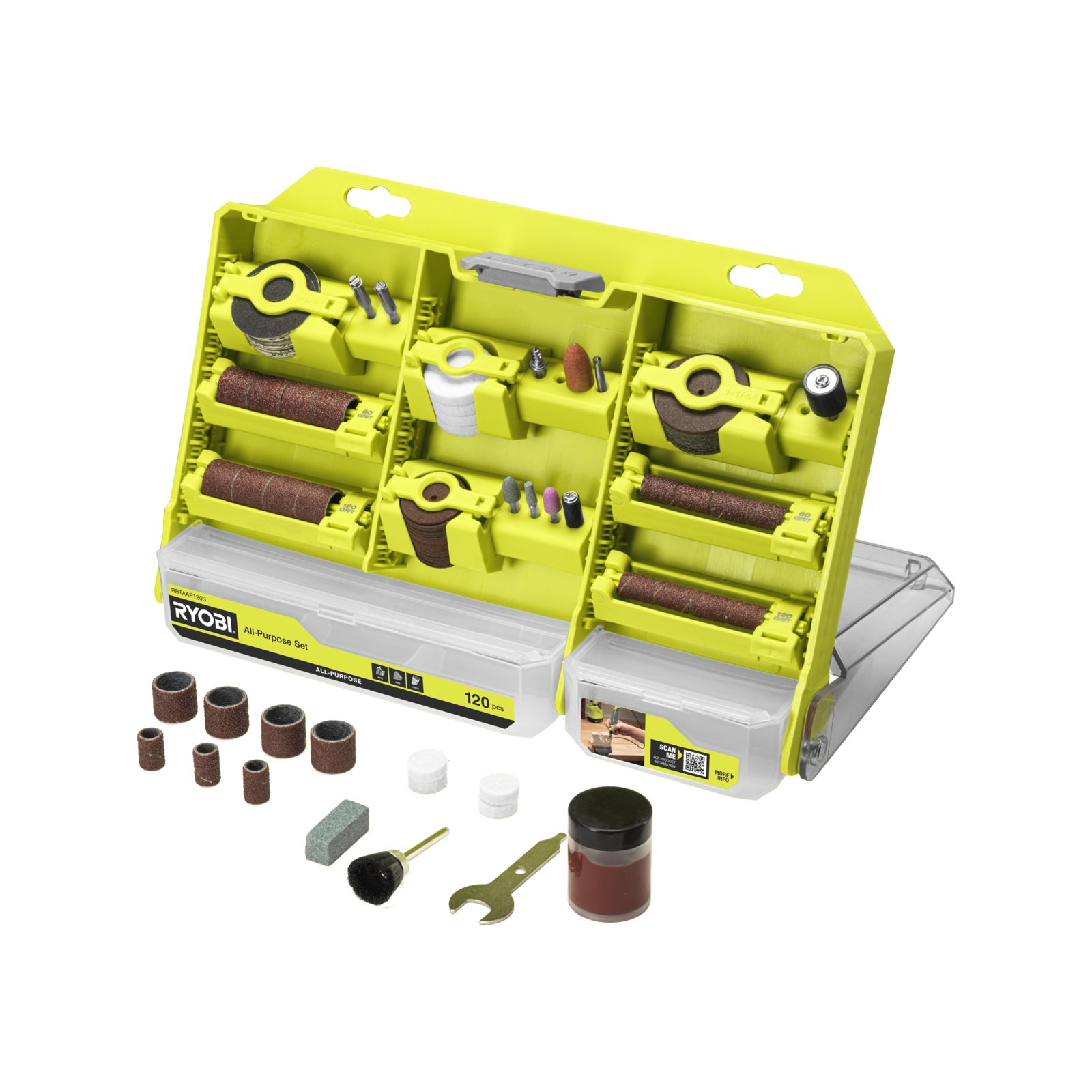 Ryobi All Purpose Rotary Tool Accessory Set - 120 Piece (Cut, Sand, Grind, Polish)