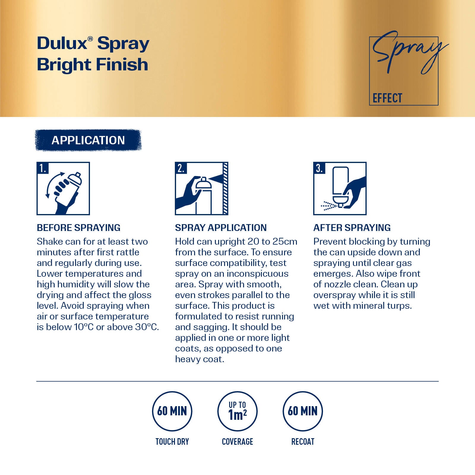 Dulux Effects 300g Gold Bright Finish Spray Paint for Decor & Craft
