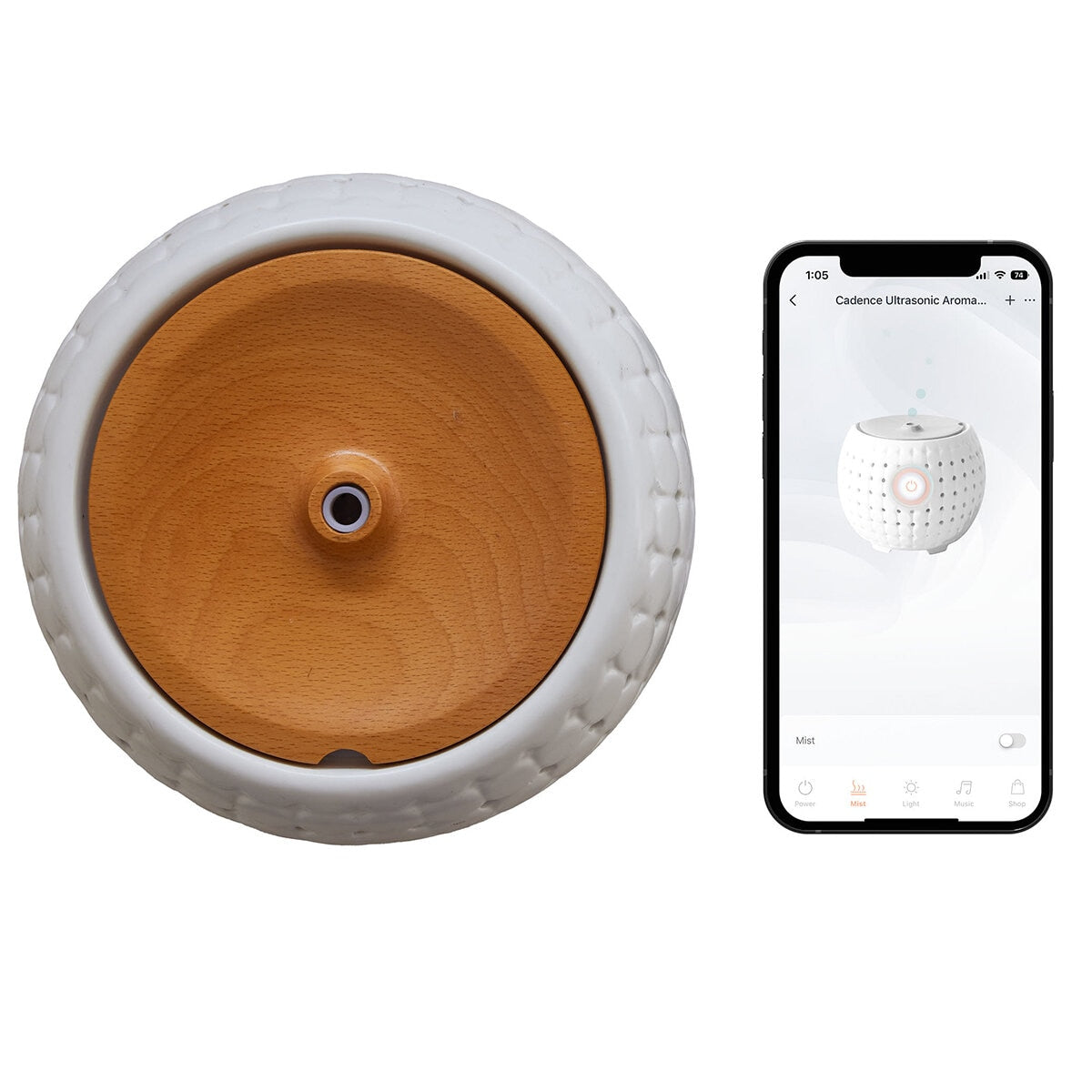 Ellia Ultrasonic Wi-Fi Diffuser 200ml White - App Control, Colour Changing Light - SuperSaverAU - view 2
