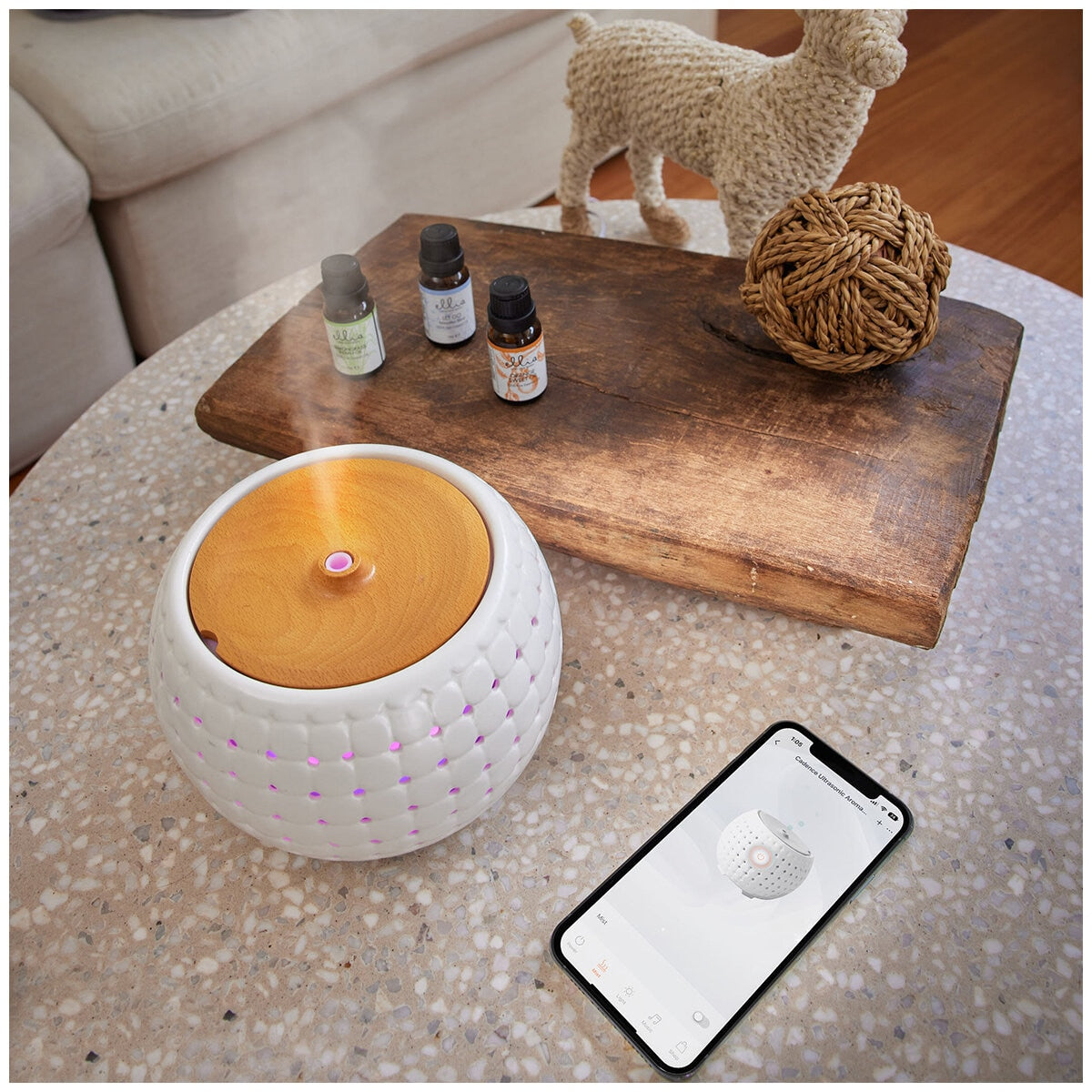 Ellia Ultrasonic Wi-Fi Diffuser 200ml White - App Control, Colour Changing Light - SuperSaverAU - view 4