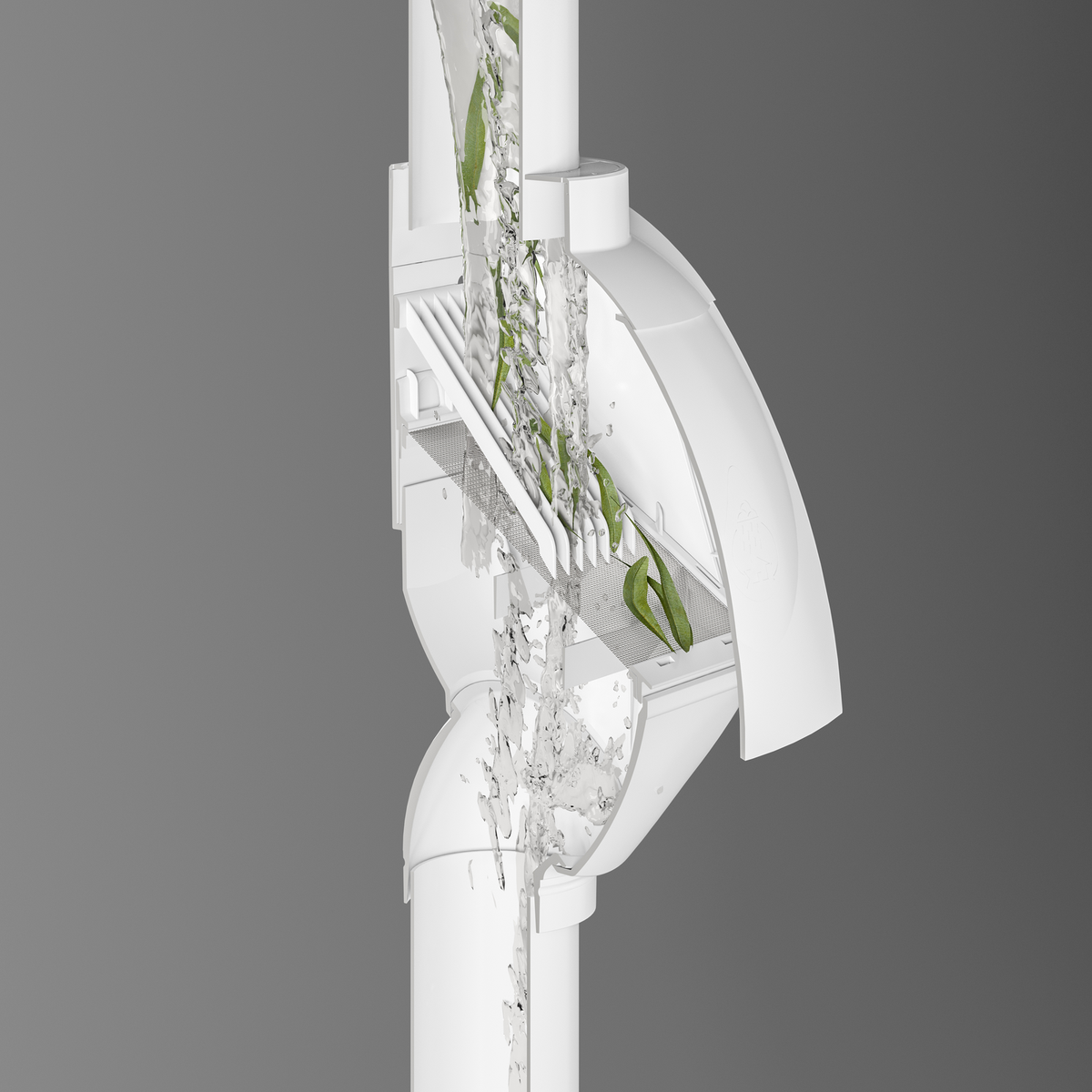 Rain Harvesting Leaf Eater Ultra Rain Head 90mm - White UPVC Downpipe Filter
