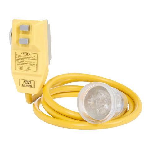 HPM 16m Heavy Duty Extension Lead with RCD Safety Switch, 10A 240V Yellow D5101