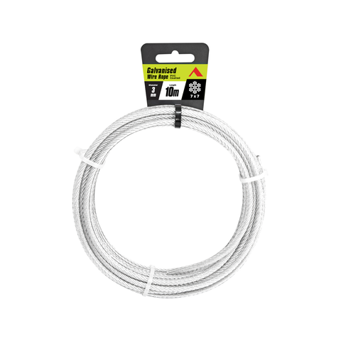 Pinnacle 3mm x 10m Galvanised PVC Coated Wire Rope, 7x7 Construction