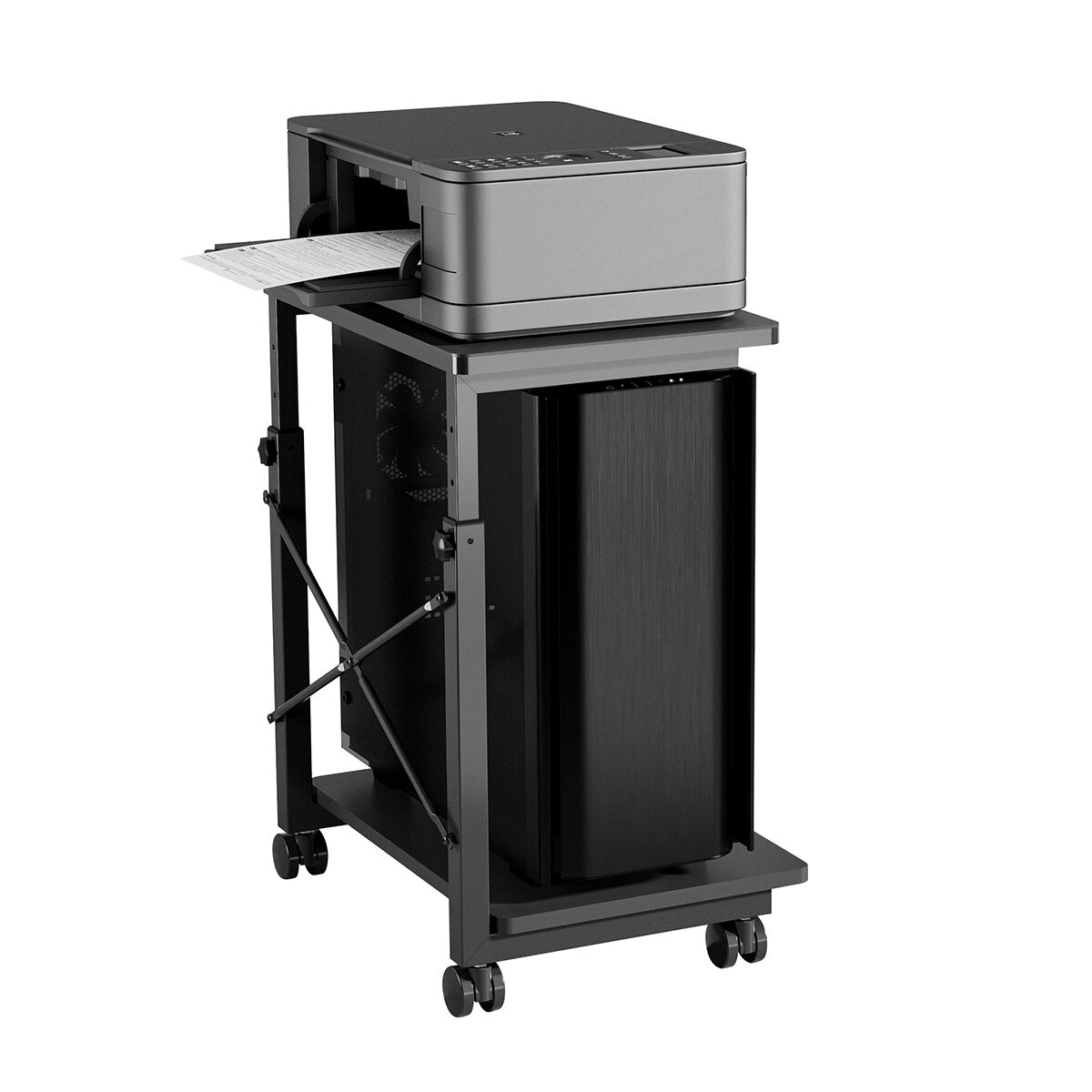 mbeat Activiva Height Adjustable PC and Printer Storage Stand, 7-Level Height, 40kg Capacity, Rolling Design, Matte Black - SuperSaverAU - view 5