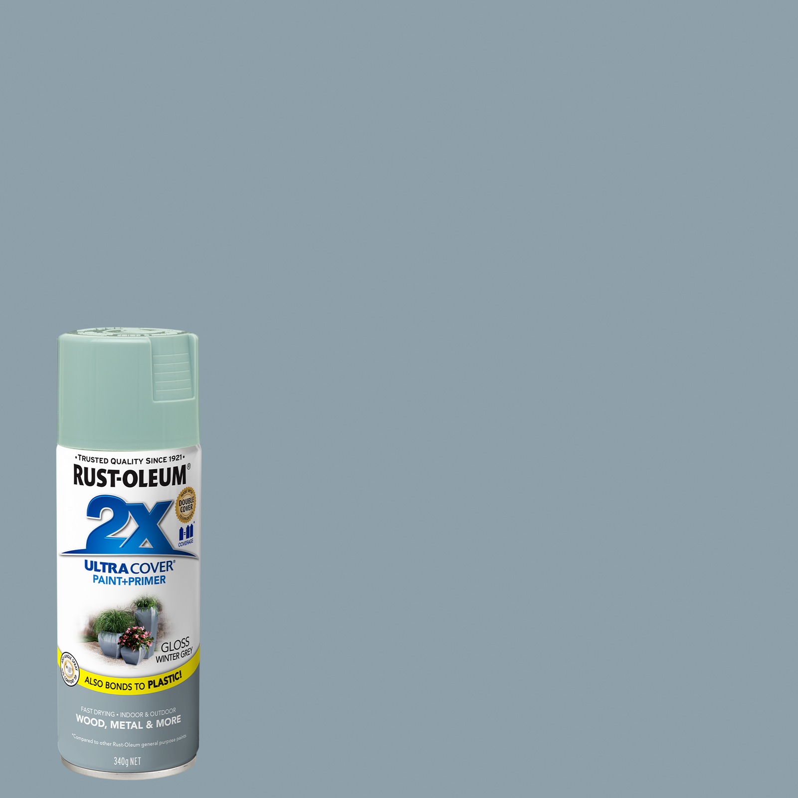 Rust-Oleum 2X Ultra Cover Gloss Winter Grey Spray Paint 340g - Indoor & Outdoor Paint & Primer