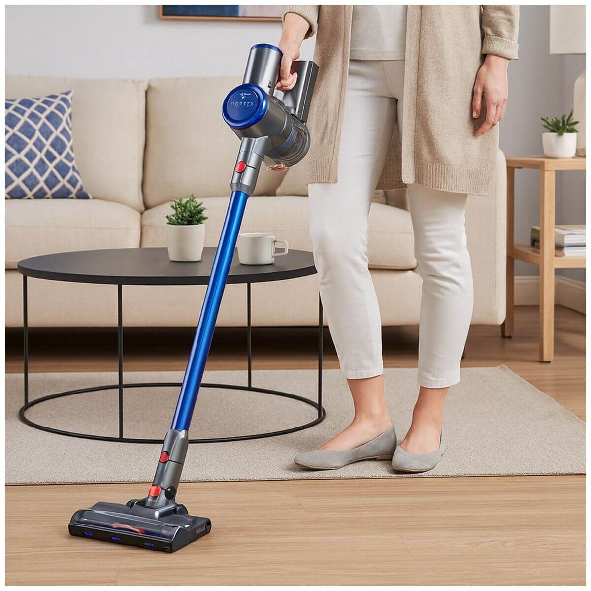 MyGenie Vortex stick vacuum and mop - 15kPa suction, 150W motor, LED dust spotting, blue - 10005865