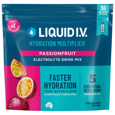 Liquid I.V. Hydration Multiplier Electrolyte Drink Mix Passionfruit 30 Sachets - SuperSaverAU - view 1