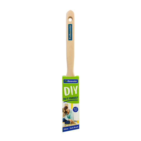 Pro Renovator Angled Trim Paint Brush 38mm Synthetic Filament Raw Timber Handle