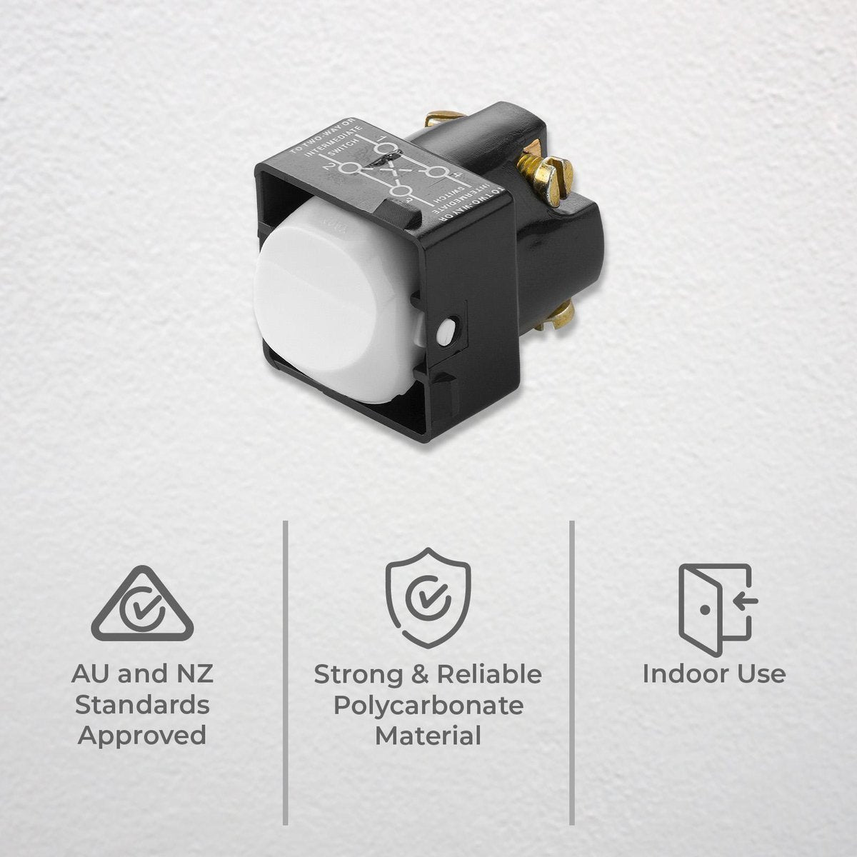 DETA White Intermediate Switch Mechanism 10A 250V Polycarbonate 6024B