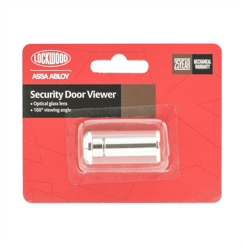 Lockwood 160 Degree Chrome Door Viewer Brass Wide-Angle Peephole