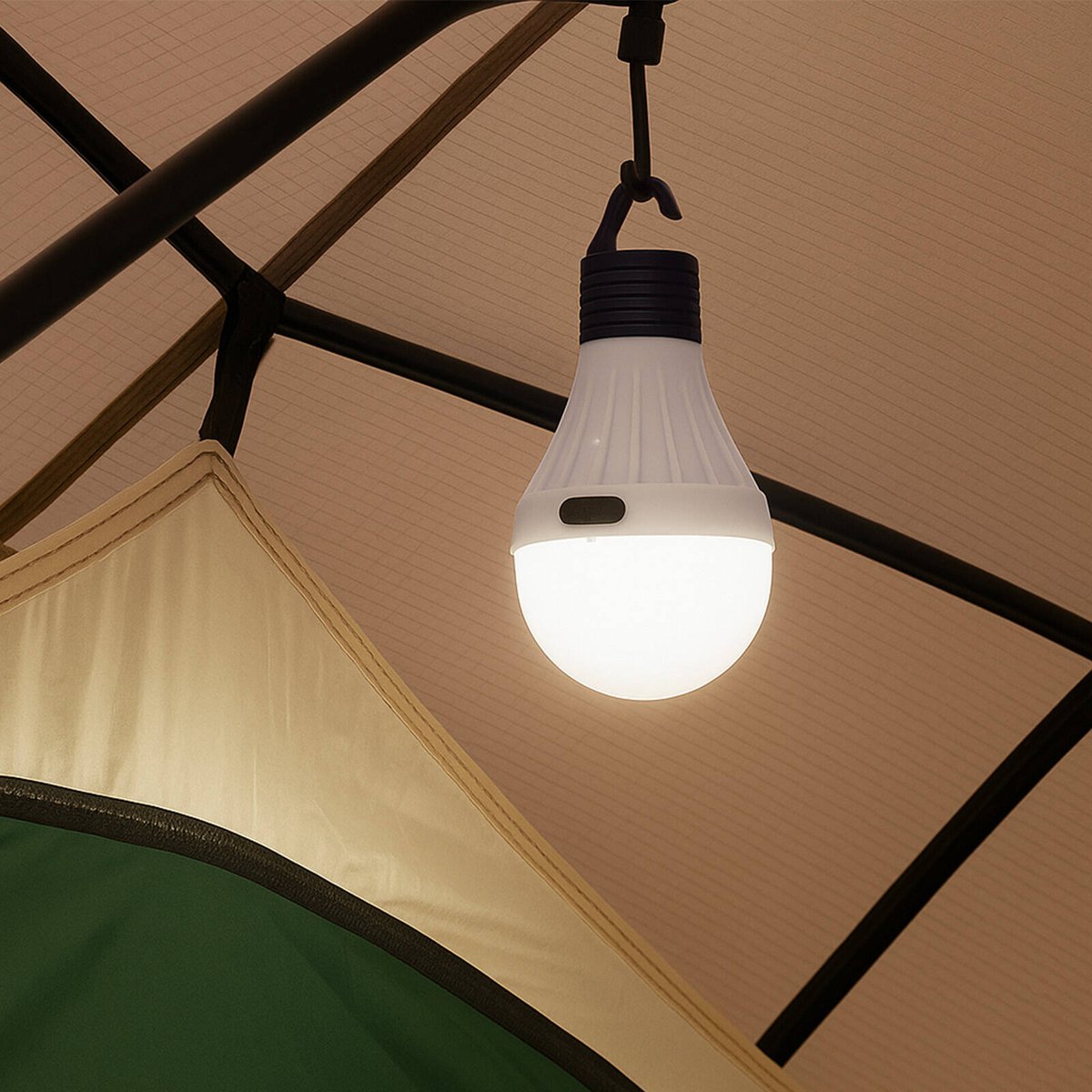 Click LED Portable Bulb, White Battery Operated Indoor Light with Hanging Hook CLKBLED01