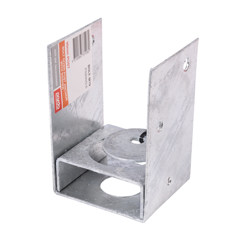 Pryda 90mm M10 Bolt Down Galvanised Steel Full Stirrup Post Anchor with Washer