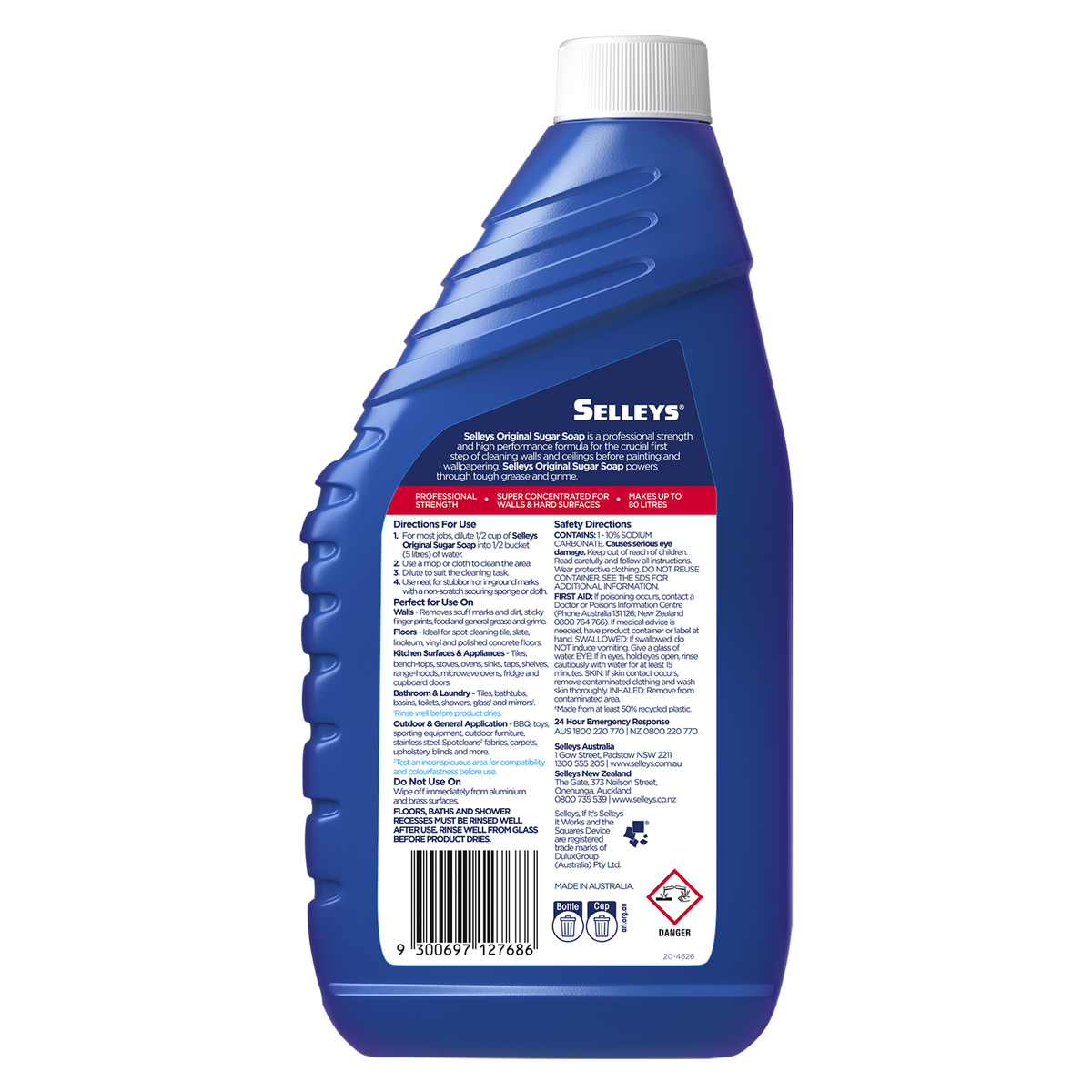 Selleys Sugar Soap Wall Surface Cleaner 1L Super Concentrate - Indoor & Outdoor Pre-Paint Cleaner
