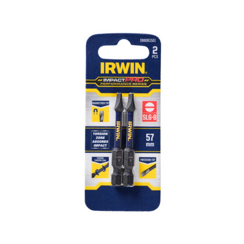 Irwin Impact Pro Performance 57mm SL6-8 Screwdriver Bit 2 Pack
