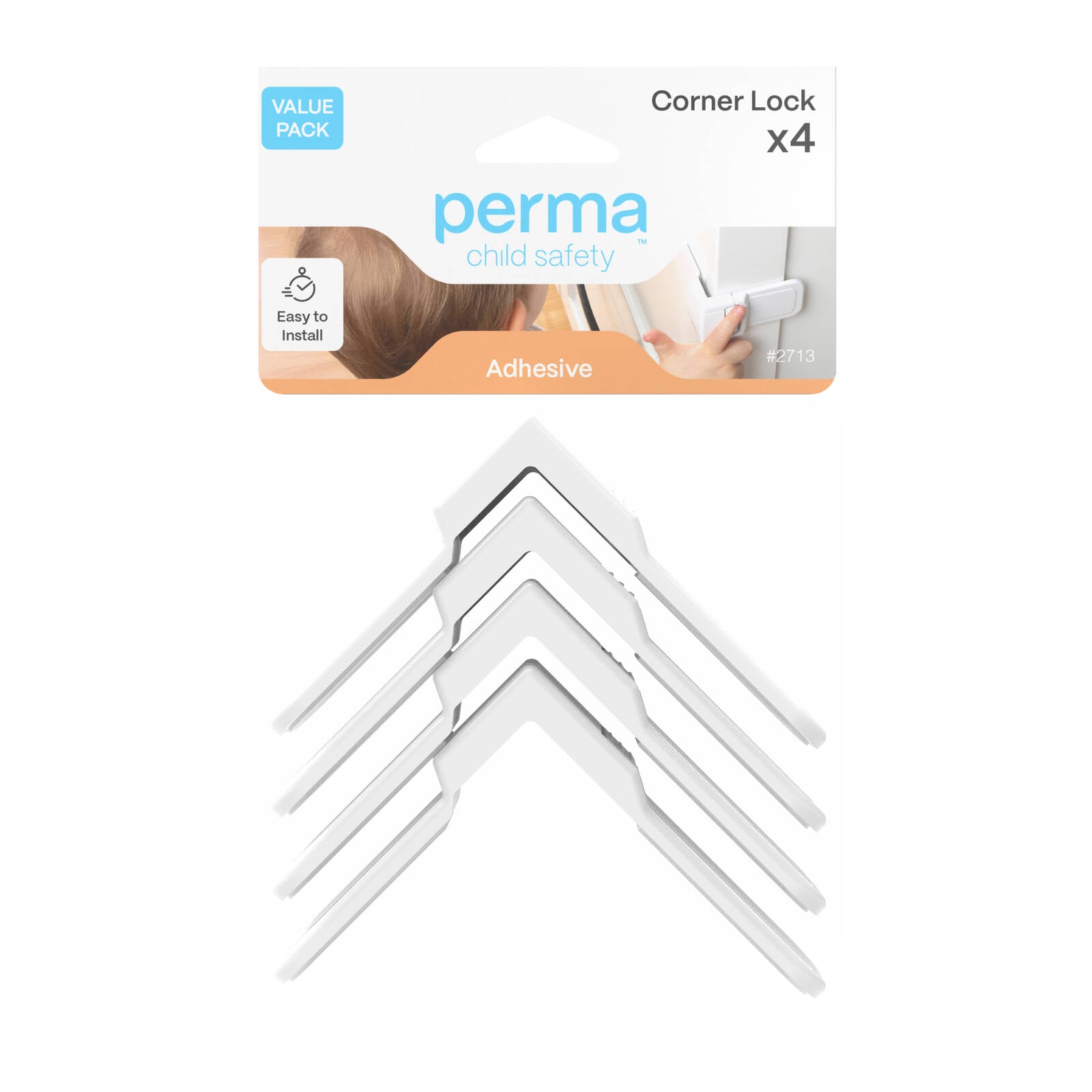 Perma Child Safety Corner Drawer Locks - 4 Pack White