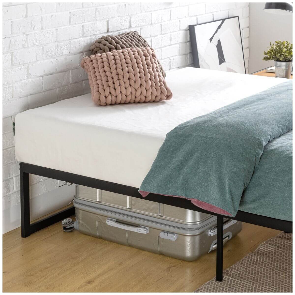Zinus Single Quick Lock metal bed frame - black steel, 35.5cm frame height - AU-QLSP-14S