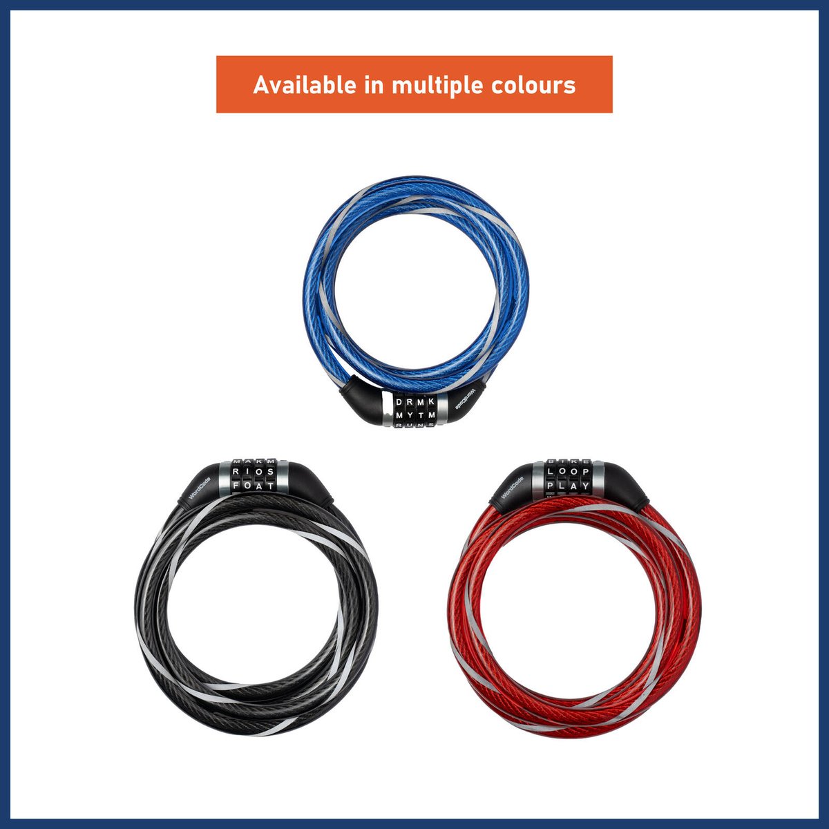 Wordcode 12mm x 1.8m Steel Reflective Cable Lock