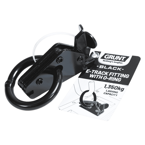 GRUNT 50mm Black O-Ring E-Track Fitting, 1350kg Lashing Capacity