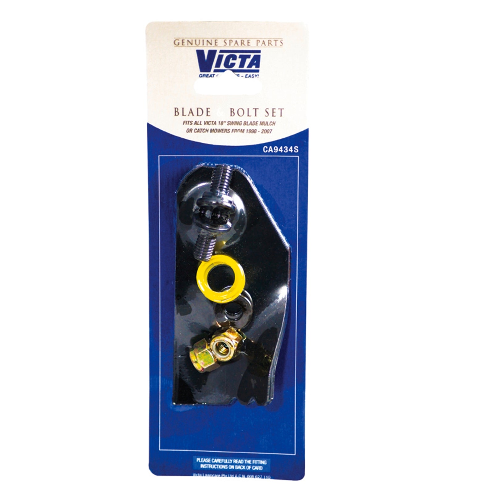 Victa 18 Inch Mower Swing Blade and Bolt Set, Black Metal