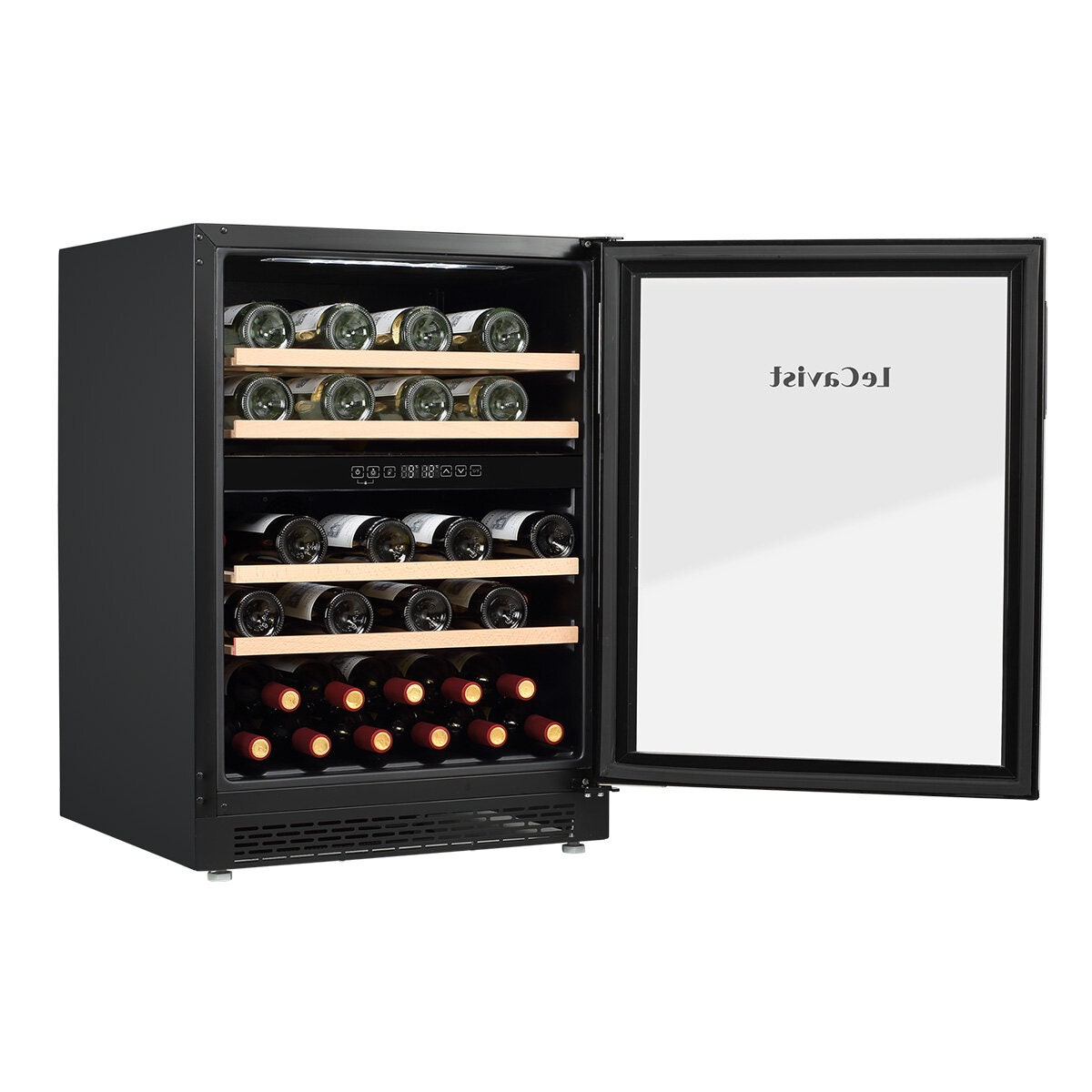 LeCavist 44 Bottle Dual Zone Wine Cabinet - Black - Humidity Control - Anti-Vibration - LJ44VN2ZBU