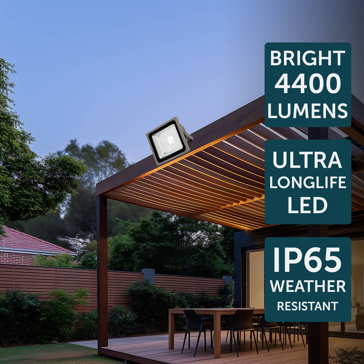 Brilliant Ranger III 50W LED Panel Flood Light Weather-Resistant Outdoor Grey 20866/08