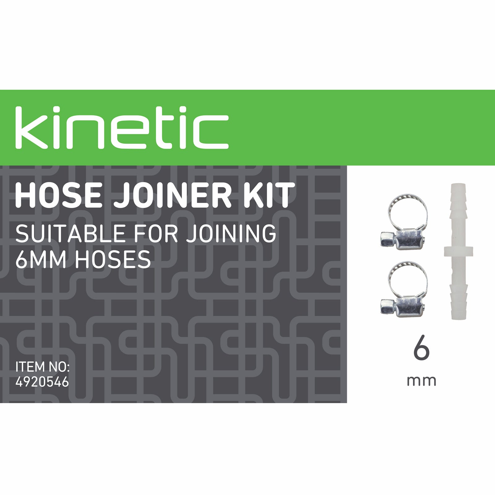 Kinetic 6mm Polypropylene and Carbon Steel Hose Joiner Kit