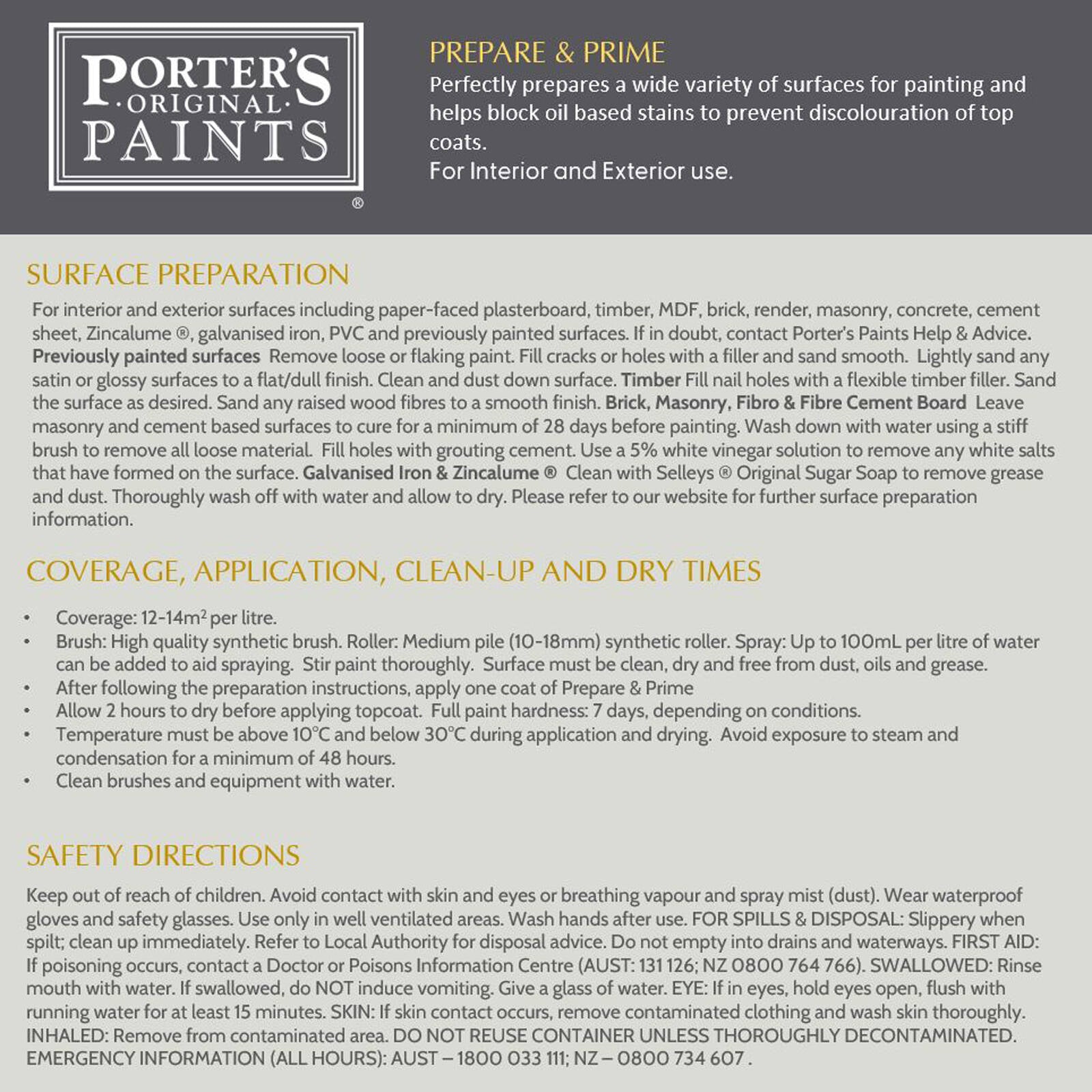 Porter's Paints 400ml Water Based Multi-Surface Prepare & Prime Primer