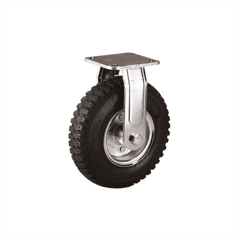 Easyroll 260mm Black Pneumatic Fixed Plate Castor 140kg