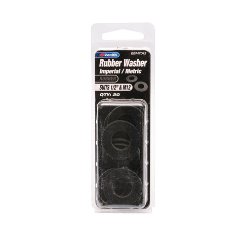 Zenith Rubber Washer 1/2 and M12 20 Pack Durable Fluid Resistant - SuperSaverAU - view 1