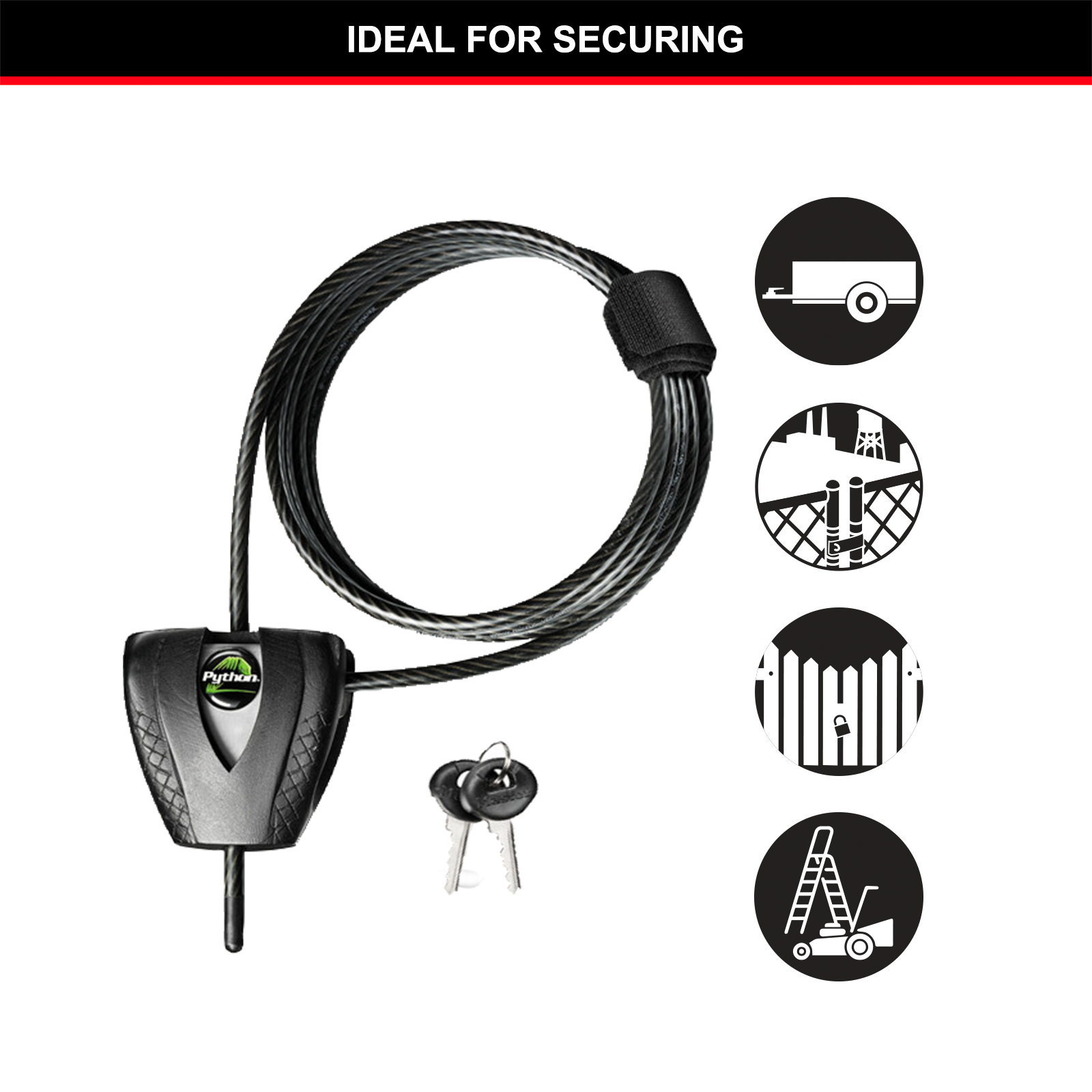 Master Lock 1.8m x 5mm Mini Python Adjustable Locking Cable - Vinyl Coated Braided Steel