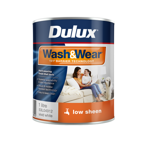 Dulux Wash&Wear 1L Vivid White Low Sheen Interior Paint, Tintable