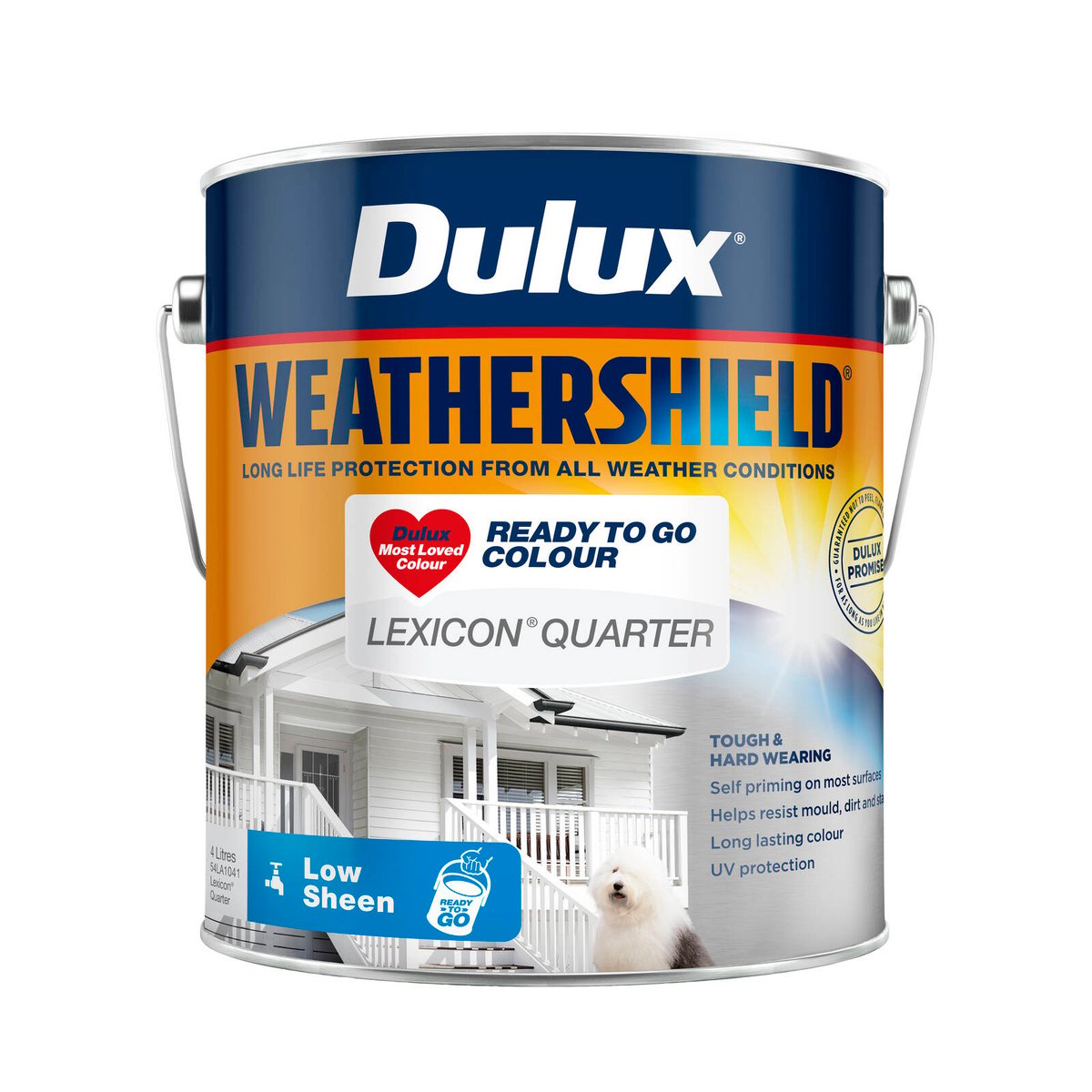 Dulux Weathershield Exterior Paint - Lexicon Quarter Low Sheen 4L - 16m² Coverage - UV Protection - SuperSaverAU - view 1