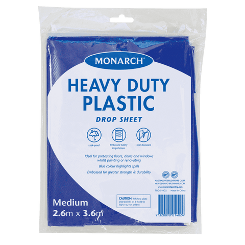 Monarch 2.6 x 3.6m Blue Plastic Drop Sheet 4mm Thick Leak-Proof