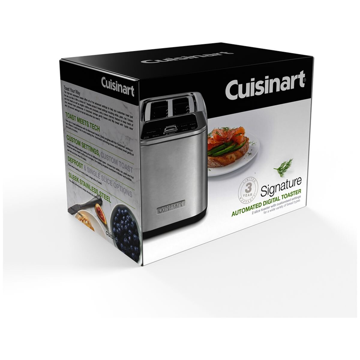 Cuisinart Signature Automated Digital 2 Slice Toaster - Stainless Steel, MemorySet, Seven Shades - CPT-520XA