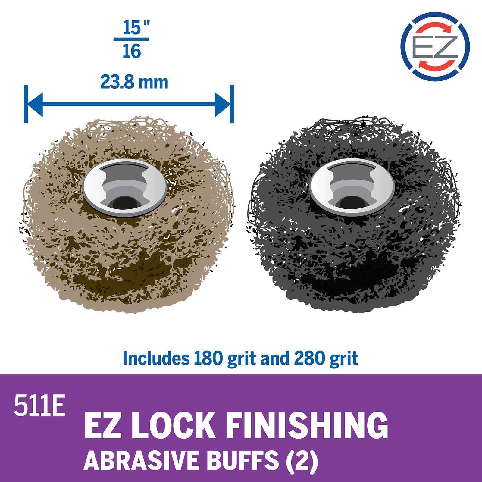 Dremel 180 and 280 Grit EZ Lock Finishing Abrasive Buffs, 2 Pack
