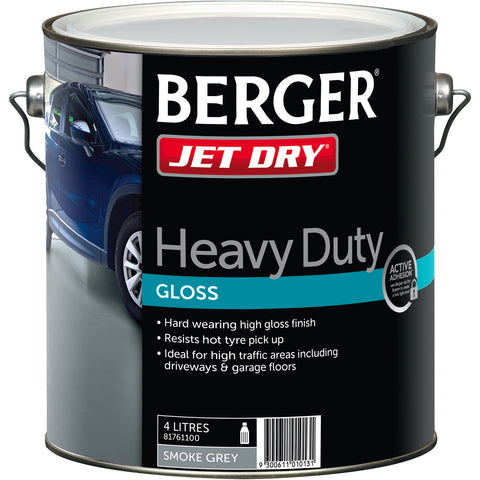 Berger Jet Dry 4L Heavy Duty Smoke Grey Gloss Paving Paint Indoor Outdoor