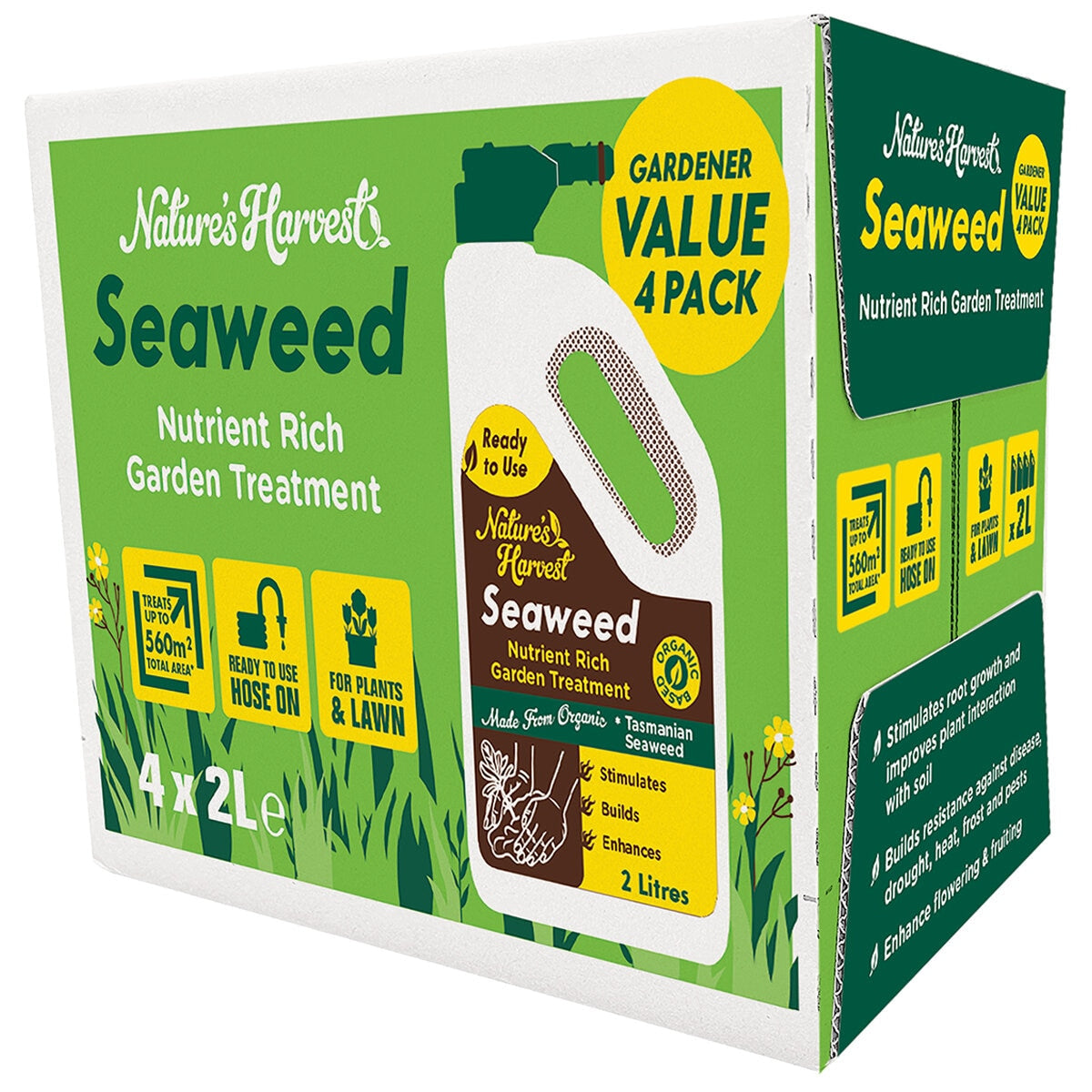 Nature's Harvest Seaweed 8x2L RTU Organic Garden Treatment NHS4X2 - Australian Made - SuperSaverAU - view 1