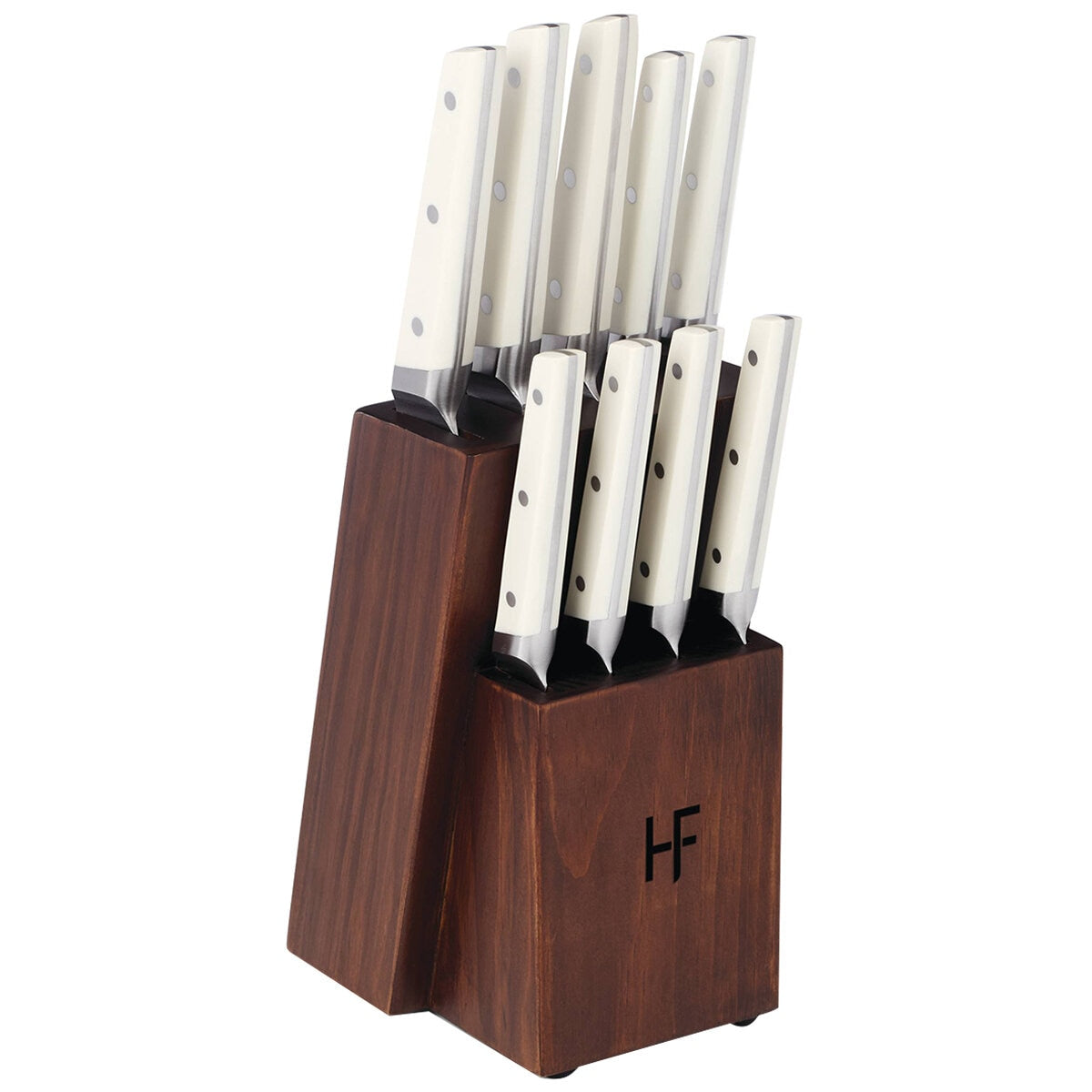 Hampton Forge 10 Piece Knife Block Set White, High Carbon Stainless Steel, Full Tang - SuperSaverAU - view 2