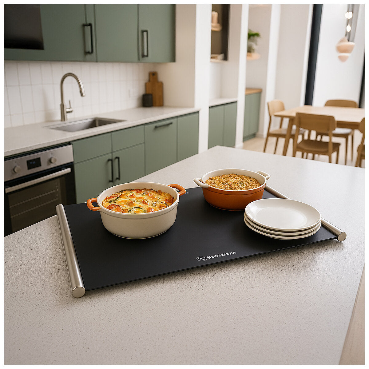 Westinghouse WHFWM01K Portable Food Warming Mat, Silicone, Adjustable Heat, Timer, Black - SuperSaverAU - view 10