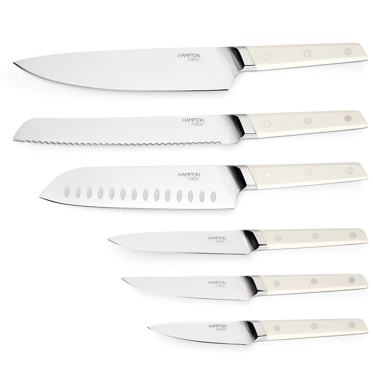 Hampton Forge 10 Piece Knife Block Set White, High Carbon Stainless Steel, Full Tang - SuperSaverAU - view 4