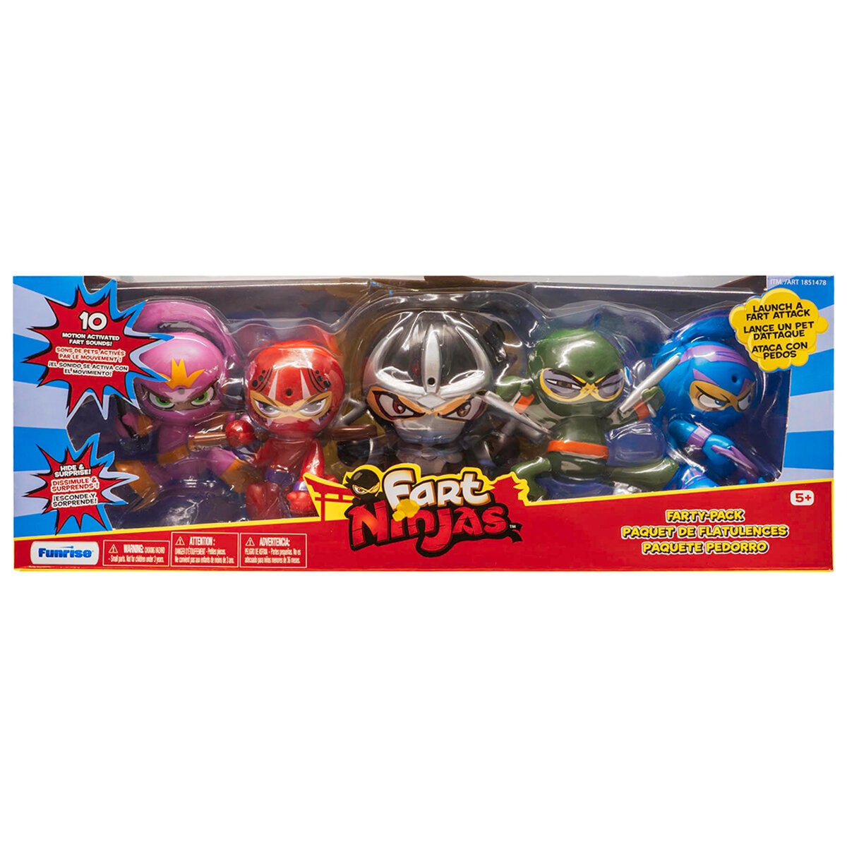 Funrise Fart Ninjas 5 Pack 70760 - Motion-Activated Farting Figures, Batteries Included - SuperSaverAU - view 1