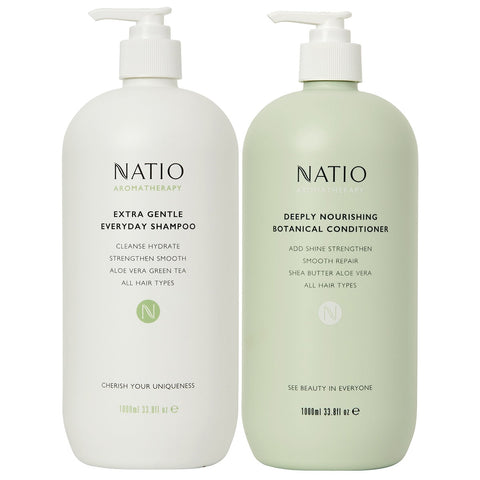 Natio Aromatherapy Shampoo & Conditioner Duo 2 x 1L - Nourishing, Aloe Vera, Shea Butter - SuperSaverAU - view 1