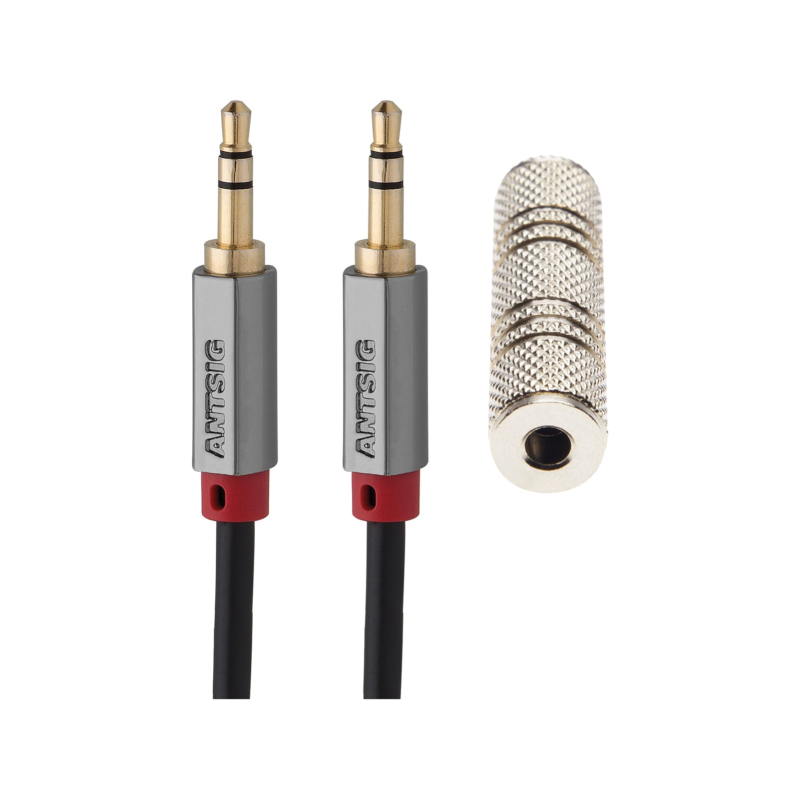 Antsig 3m 3.5mm Shielded AUX Cable with Joiner Zinc Alloy Connectors AP381