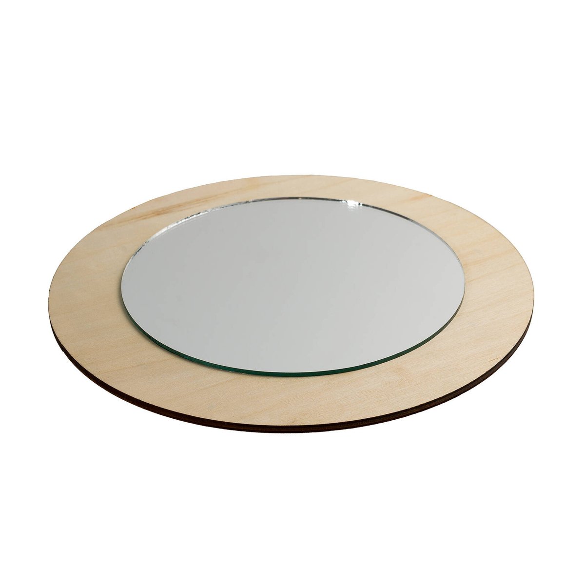 Crafted 25cm Plywood Small Round Mirror