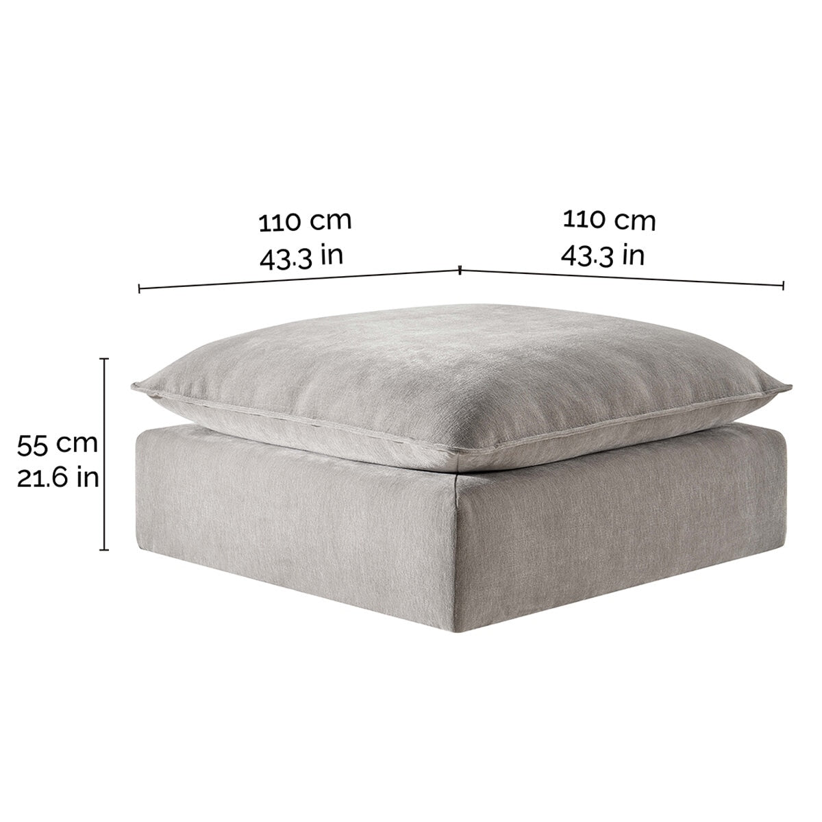 Aiden & Ivy Sereen Ottoman AI.F006C - Modular, Polyester, 136kg Capacity - SuperSaverAU - view 2