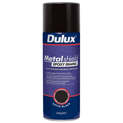 Dulux Metalshield Epoxy Enamel Spray Paint 300g Satin Black