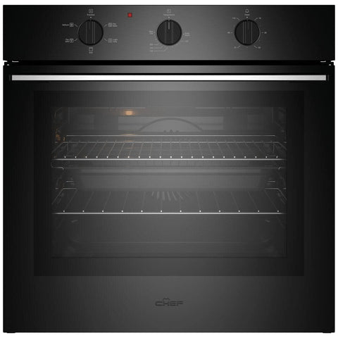 Chef 60cm electric oven 80L - matte black, triple-glazed door, 10A plug-in - CVE6312DC