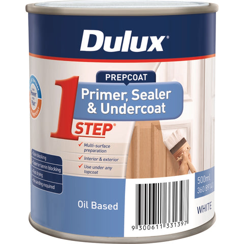 Dulux Prepcoat 1Step Oil Based Primer Sealer & Undercoat 500ml White